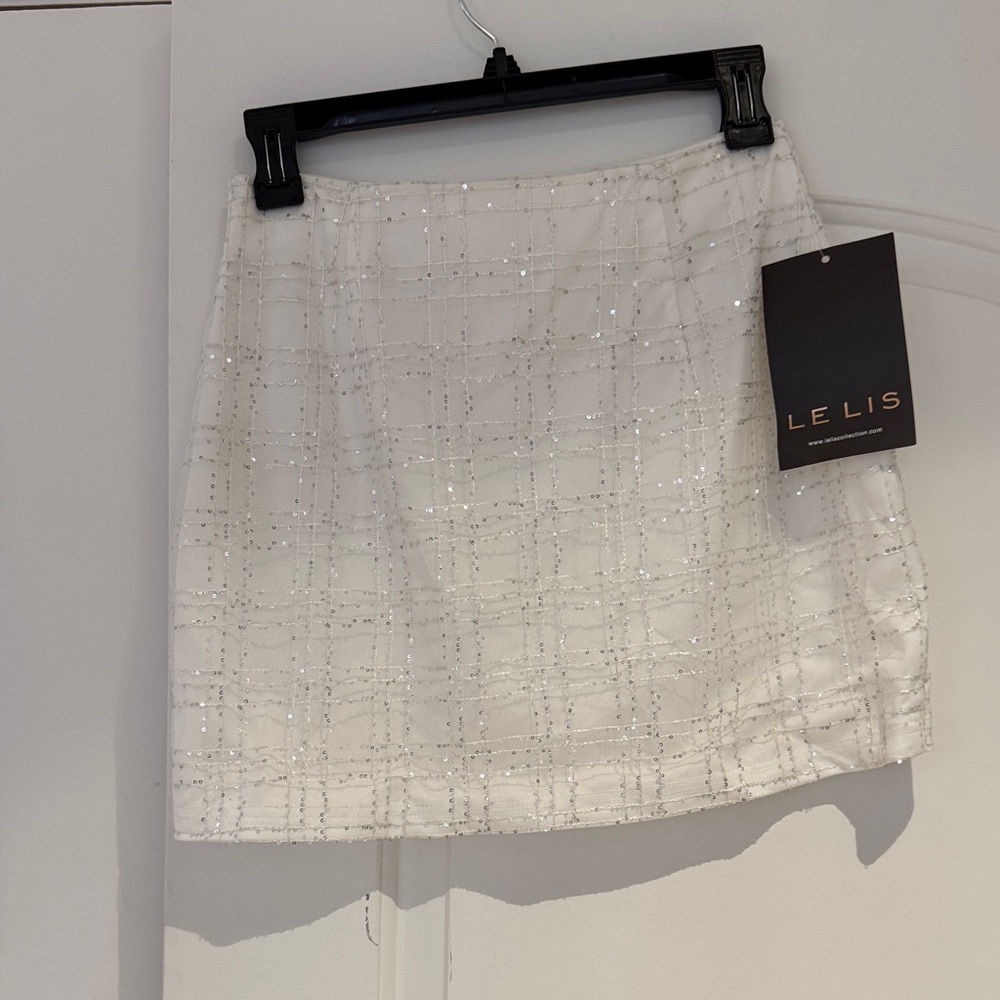 Le Lis White Sparkle Mini Skirt